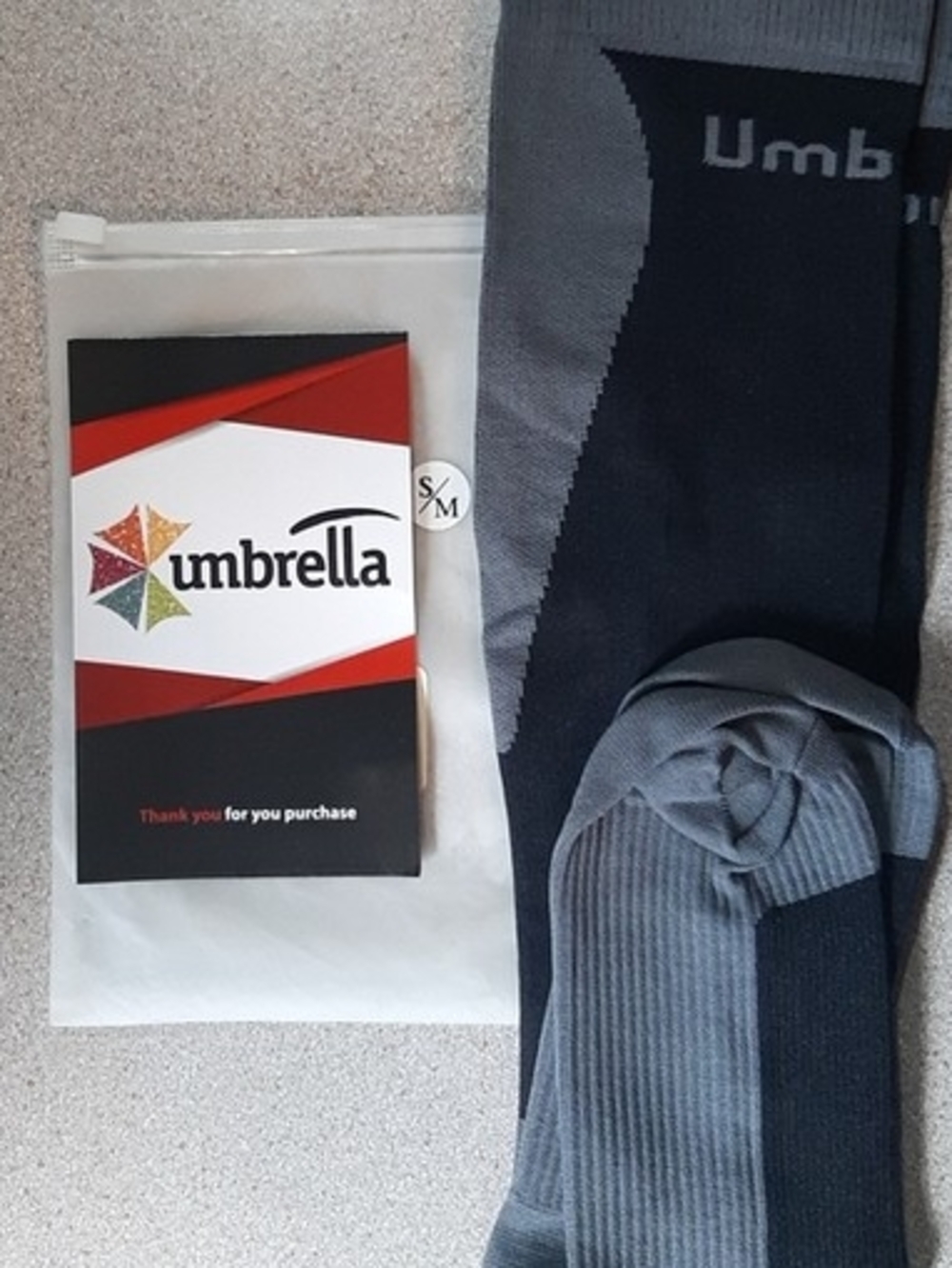 Umbrella S/M Men's Gray & Black Compression Socks 20-30mmHg